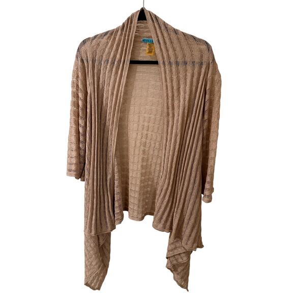 Alice + Olivia Knit Wide Sleeve Open Front Cardigan, Beige, S - Picture 1 of 6